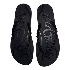 Christian Louboutin Mens Stud Rubber Flip Flops Iconic Red Bottom Size 44 US 11